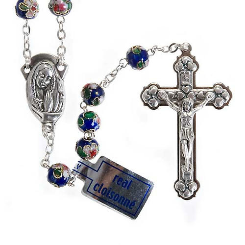 Blue cloisonné rosary 1