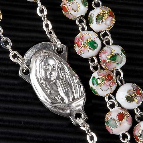White cloisonné rosary 2