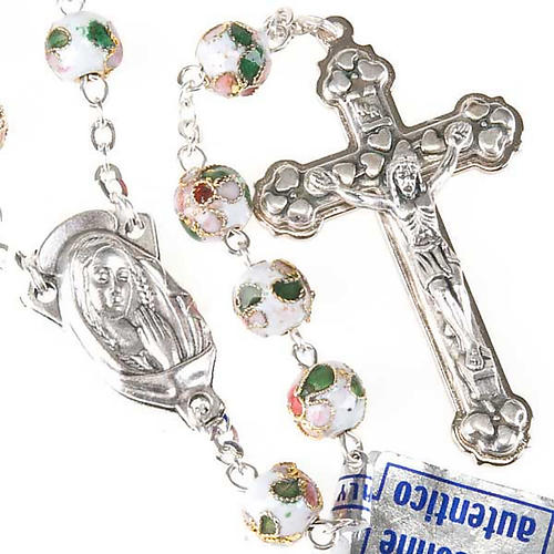 White cloisonné rosary 1