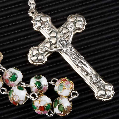 White cloisonné rosary 4