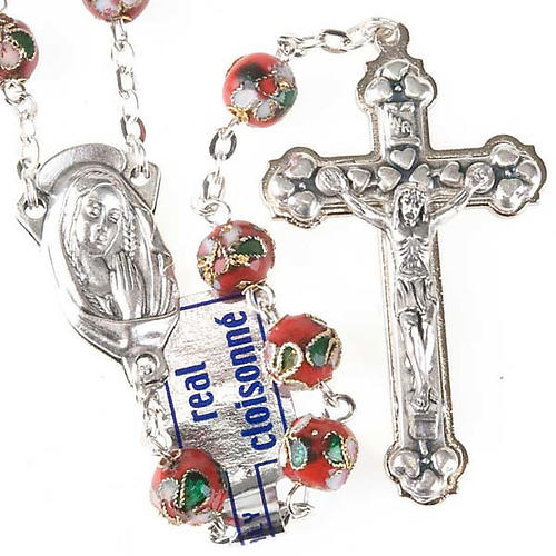 Red cloisonné rosary 1