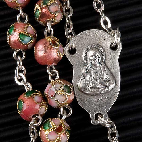 Pink cloisonné rosary 3
