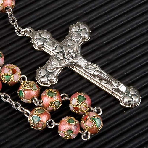 Pink cloisonné rosary 4