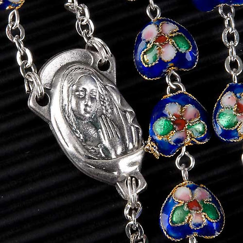 Blue cloisonné rosary with heart shaped beads 2