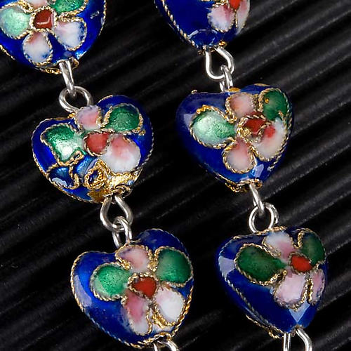 Blue cloisonné rosary with heart shaped beads 5