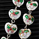 White cloisonné rosary with heart shaped beads s5
