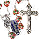 Pink cloisonné rosary with heart-shaped beads s1