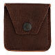 Real brown leather rosary case with snap fastener s1