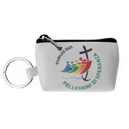Étui à chapelet blanc pochette Jubilé 2025 logo officiel 6x10x5 cm ITA 4