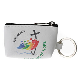 Rosary bag with Jubilee official logo, ENGLISH, white, 2.5x3.5x2 in
