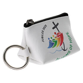 Rosary bag with Jubilee official logo, ENGLISH, white, 2.5x3.5x2 in