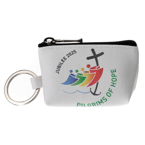 Rosary bag with Jubilee official logo, ENGLISH, white, 2.5x3.5x2 in 4