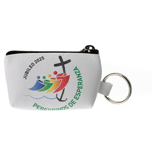 Bolsinha branca com logótipo Jubileu 2025 ESPANHOL 6x10x5 cm 1