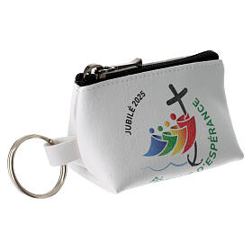 Étui à chapelet blanc pochette Jubilé 2025 logo officiel 6x10x5 cm FRA