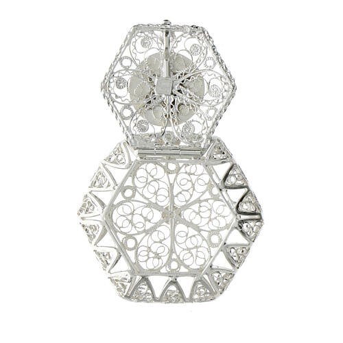 Jubilee 2025 rosary holder in 800 silver hexagon filigree 4