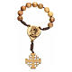 One decade rosary in Holy Land olive wood, Jerusalem cross s2