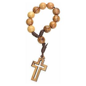 Single decade rosary in Holy Land olive wood, classic cross