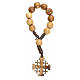 Single decade rosary in Holy Land olive wood, Jerusalem cross s1
