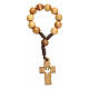 Single decade rosary in Holy Land olive wood, cross and dove s1