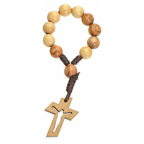 Single decade rosary beads in Holy Land olive wood, Resurrected 3