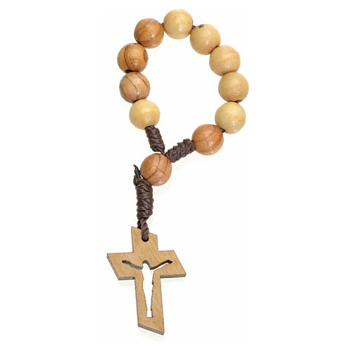Single decade rosary beads in Holy Land olive wood, Resurrected 4