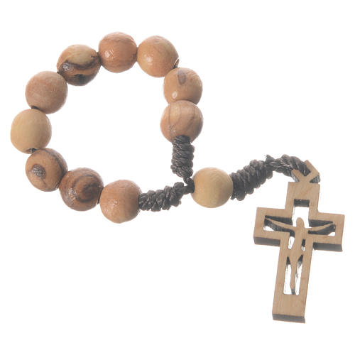 Single decade rosary beads in Holy Land olive wood, Resurrected 5