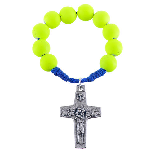 Single decade rosary beads in yellow fimo, Pope Francis 3