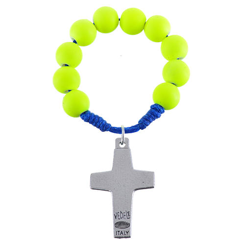 Single decade rosary beads in yellow fimo, Pope Francis 4