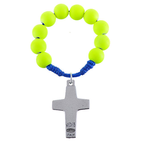 Single decade rosary beads in yellow fimo, Pope Francis 2