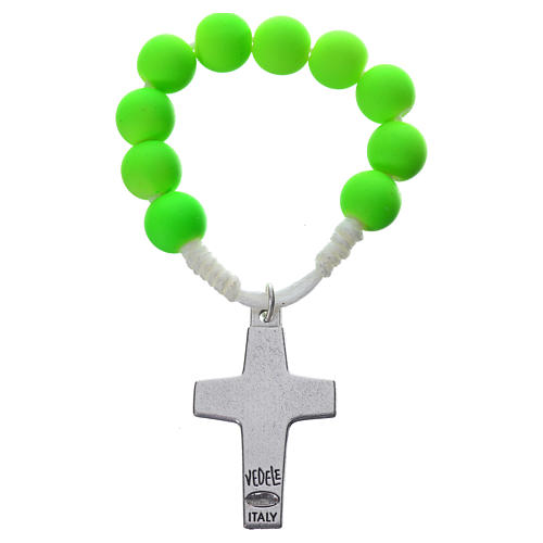 Single decade rosary beads in green fimo, Pope Francis 2