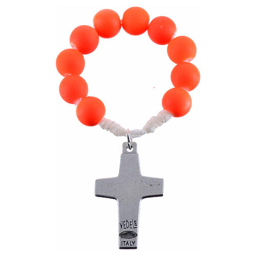 Single decade rosary beads in orange fimo, Pope Francis 2