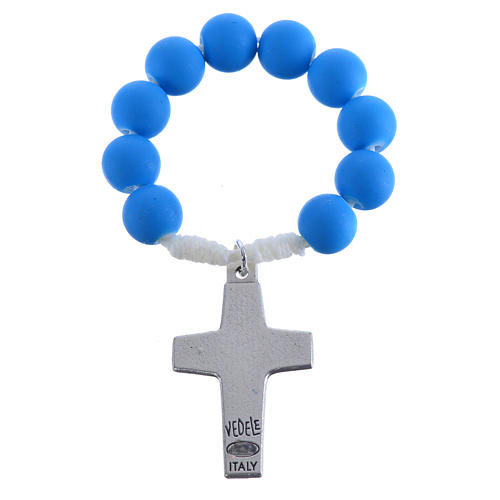 Single decade rosary beads in blue fimo, Pope Francis 2