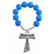 Single decade rosary beads in blue fimo, with Tau s5