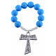 Single decade rosary beads in blue fimo, with Tau s3