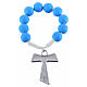 Single decade rosary beads in blue fimo, with Tau s4