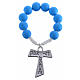 Single decade rosary beads in blue fimo, with Tau s1