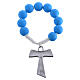 Single decade rosary beads in blue fimo, with Tau s2