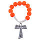 Single decade rosary beads in orange fimo, with Tau s1