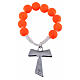 Single decade rosary beads in orange fimo, with Tau s2