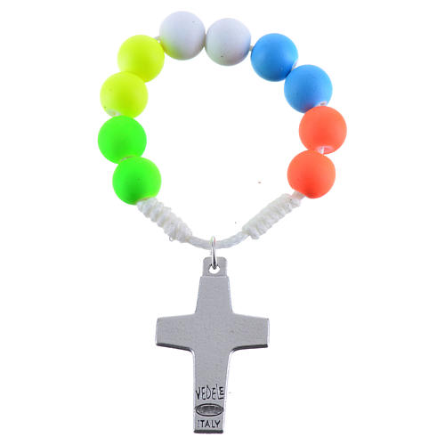 Single decade rosary beads in multicoloured fimo, Pope Francis 2