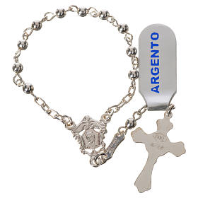 Single-decade rosary beads in polished 925 silver
