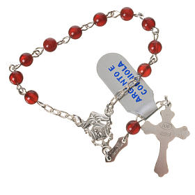 Single-decade rosary in 925 silver and carnelian