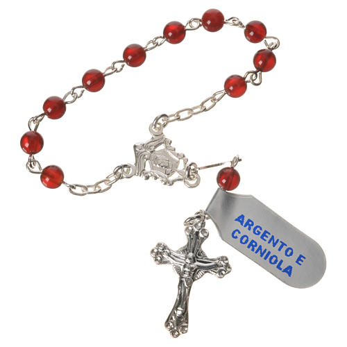 Single-decade rosary in 925 silver and carnelian 1