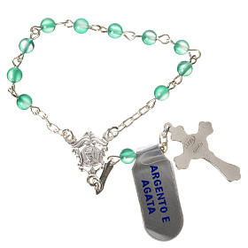 Single-decade rosary in 800 silver and agate, green