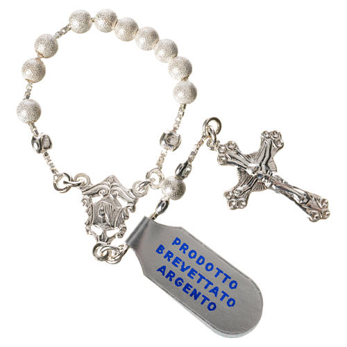 Single-decade rosary with moving grains, 925 silver 4mm 3