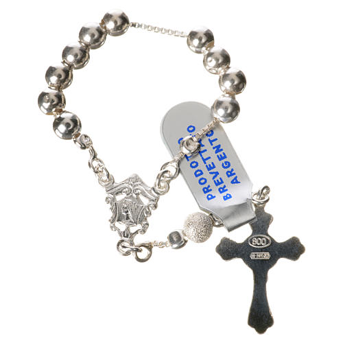 Single-decade rosary with moving grains, 925 silver 5mm 2