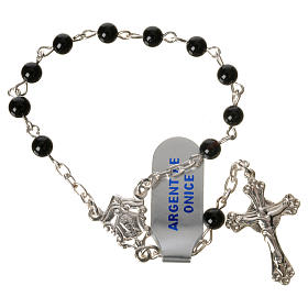 Single-decade rosary in 925 silver and onyx