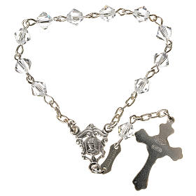 Single-decade rosary in 925 silver and transparent strass
