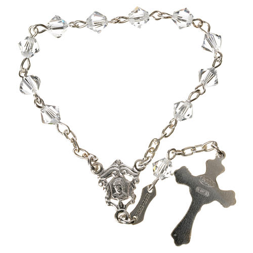 Single-decade rosary in 925 silver and transparent strass 5