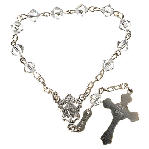 Single-decade rosary in 925 silver and transparent strass 2